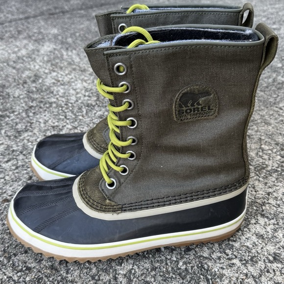 Sorel Snow Boot Women's 10 1964 Premium Waterproof Waxed Canvas Peat Moss Green - Picture 4 of 13
